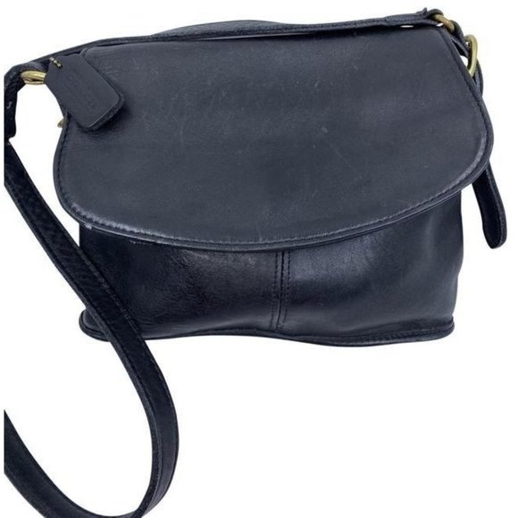 Coach Handbags - coach vintage black leather cross body bag